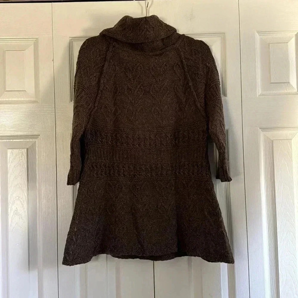 Sleeping On Snow Anthro Sweater Chocolate Brown Heart Cowl 3/4 Sleeve Angora S - Picture 4 of 4